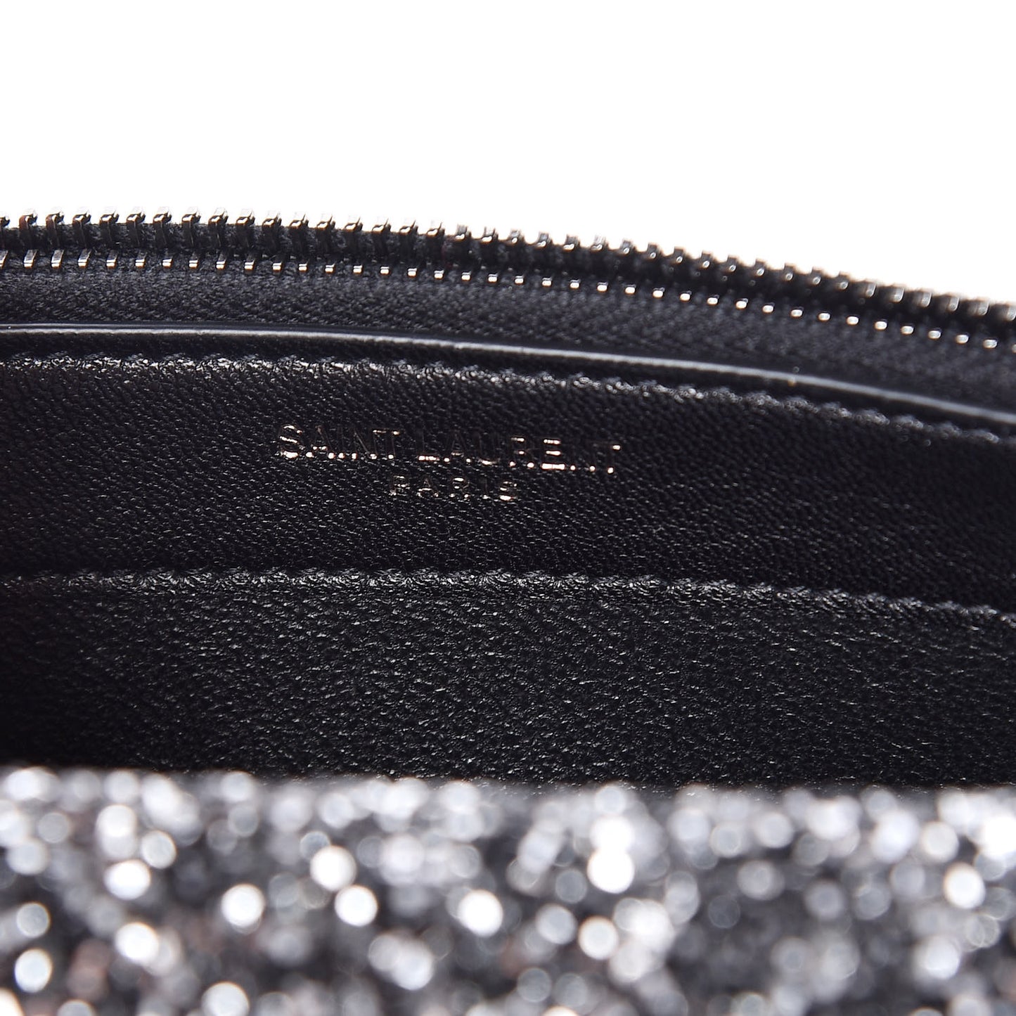 Metallic Glitter Classic Monogram Kate Tassel Chain Wallet Gun Metal Black