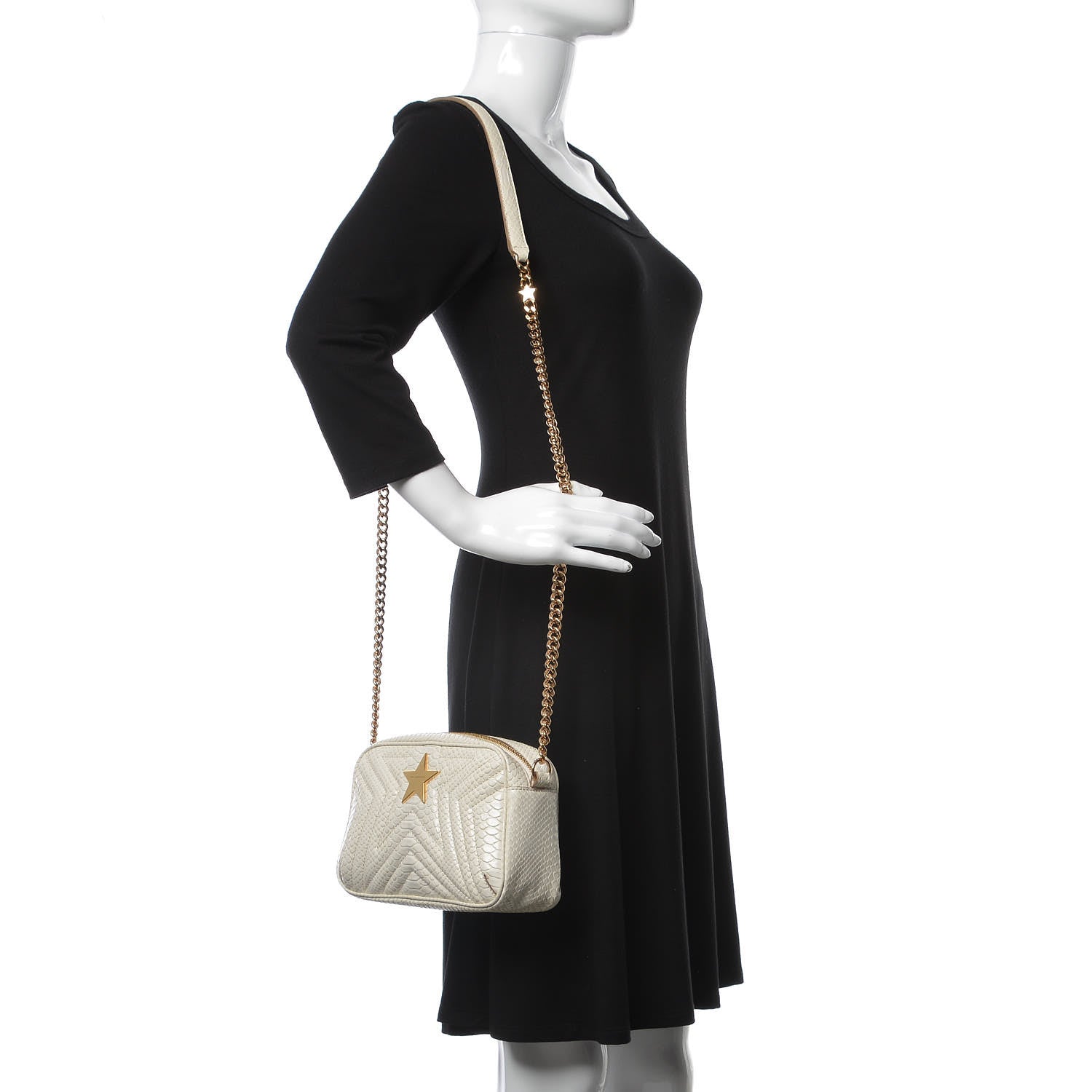 Stella McCartney Snakeskin Effect Star Patch Shoulder Bag Ivory 3 of 11
