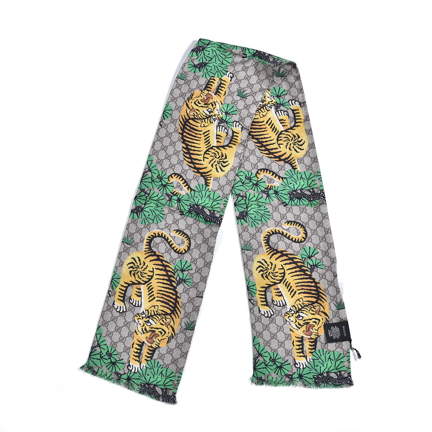 Silk GG Supreme Bengal Print Scarf Beige
