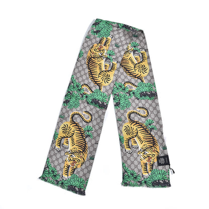 Gucci Silk GG Supreme Bengal Print Scarf Beige 3 of 5