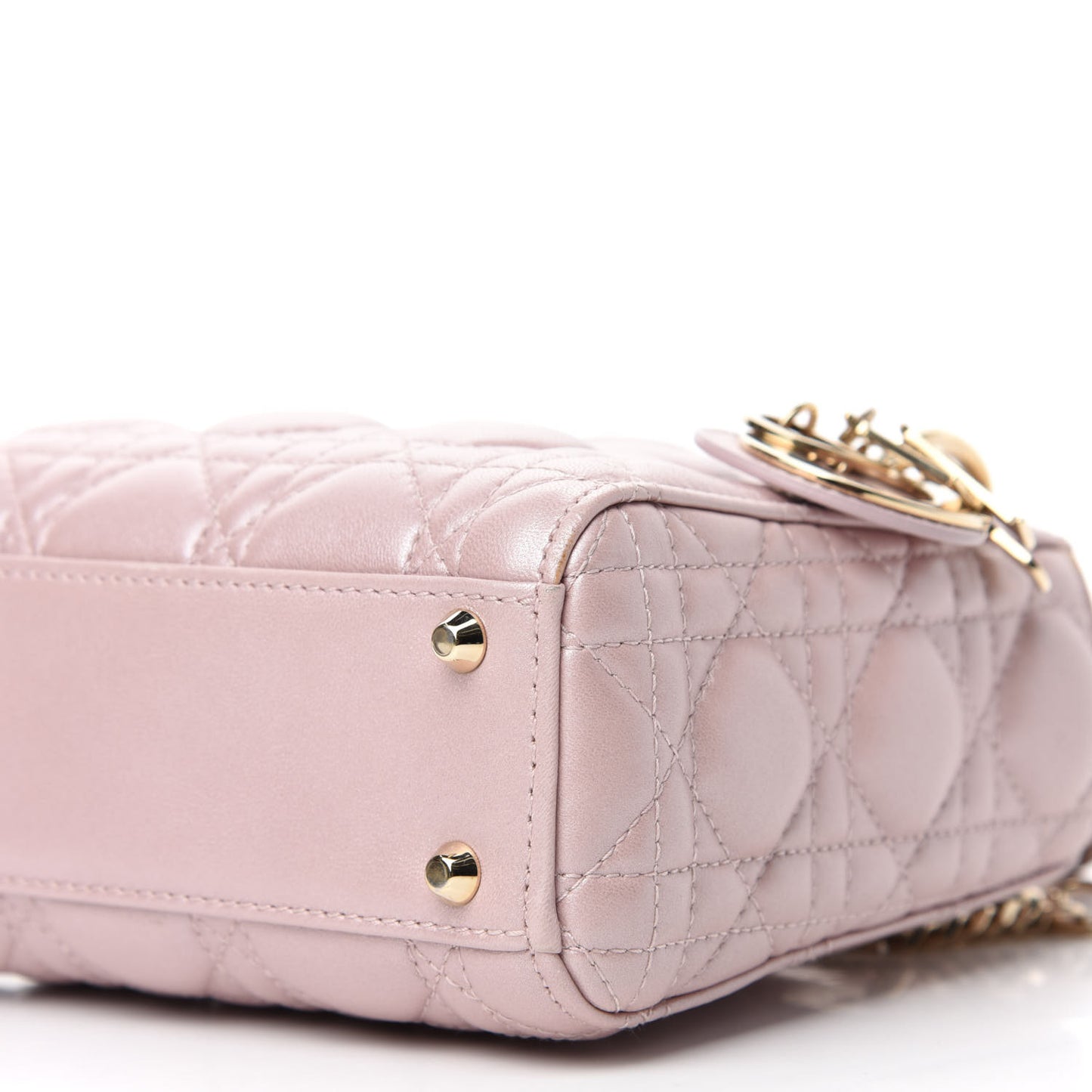 Metallic Lambskin Cannage Mini Lady Dior Lotus