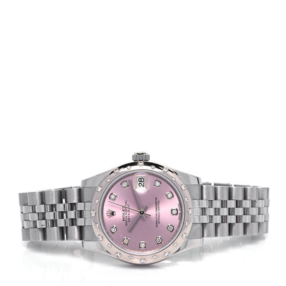 Rolex Stainless Steel 18K White Gold Diamond 31mm Oyster Perpetual Datejust Watch Pink 178344 2 of 5