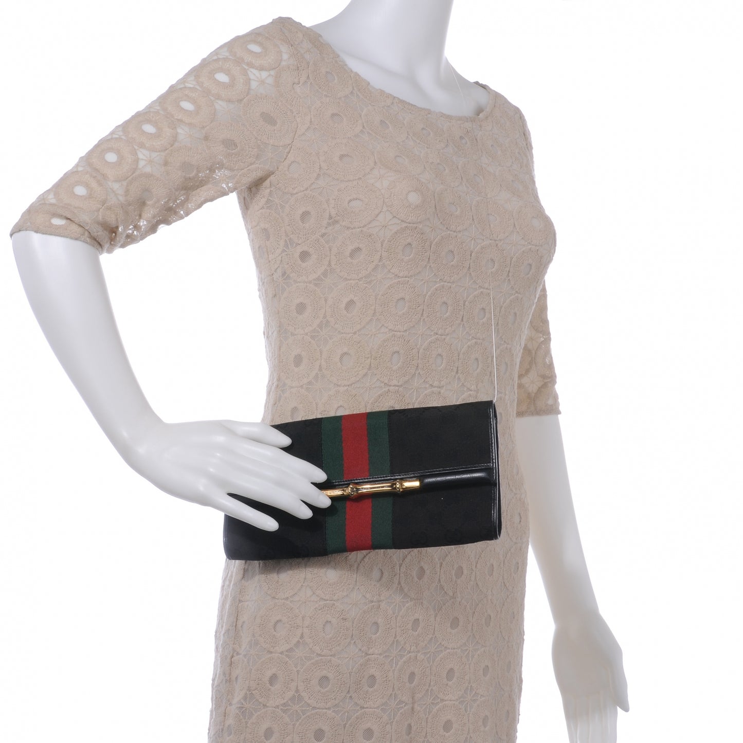 Monogram Bamboo Web Clutch Black