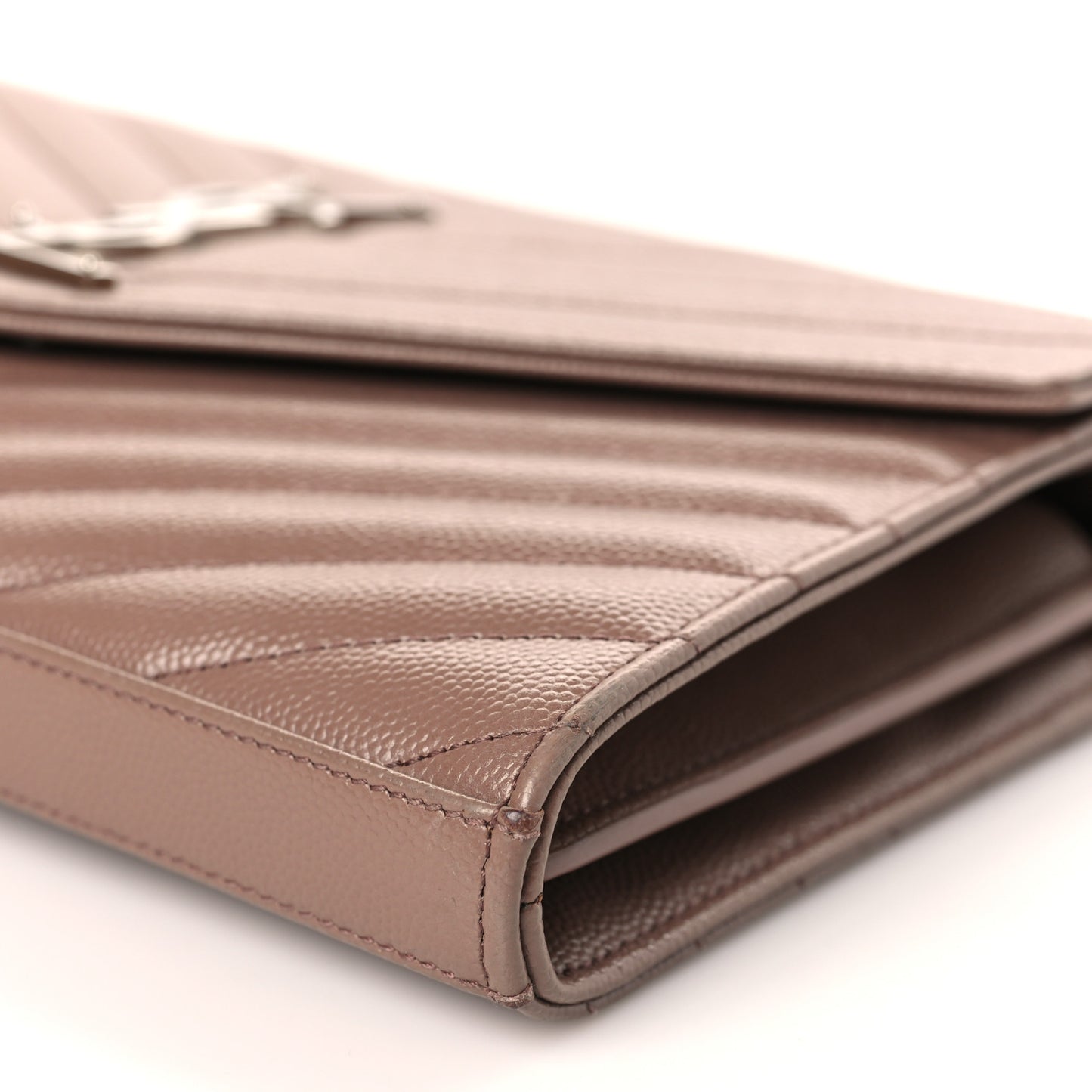 Grain De Poudre Matelasse Chevron Monogram Chain Wallet Light Taupe