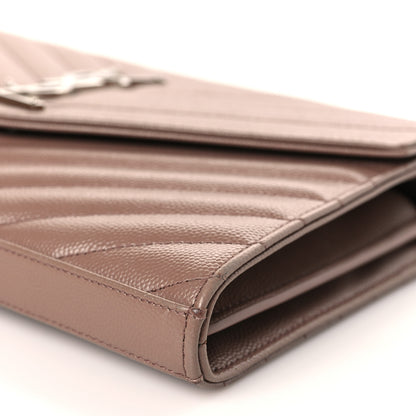 Saint Laurent Grain De Poudre Matelasse Chevron Monogram Chain Wallet Light Taupe 10 of 10