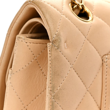 Chanel Lambskin Quilted Medium Double Flap Beige 17 of 21
