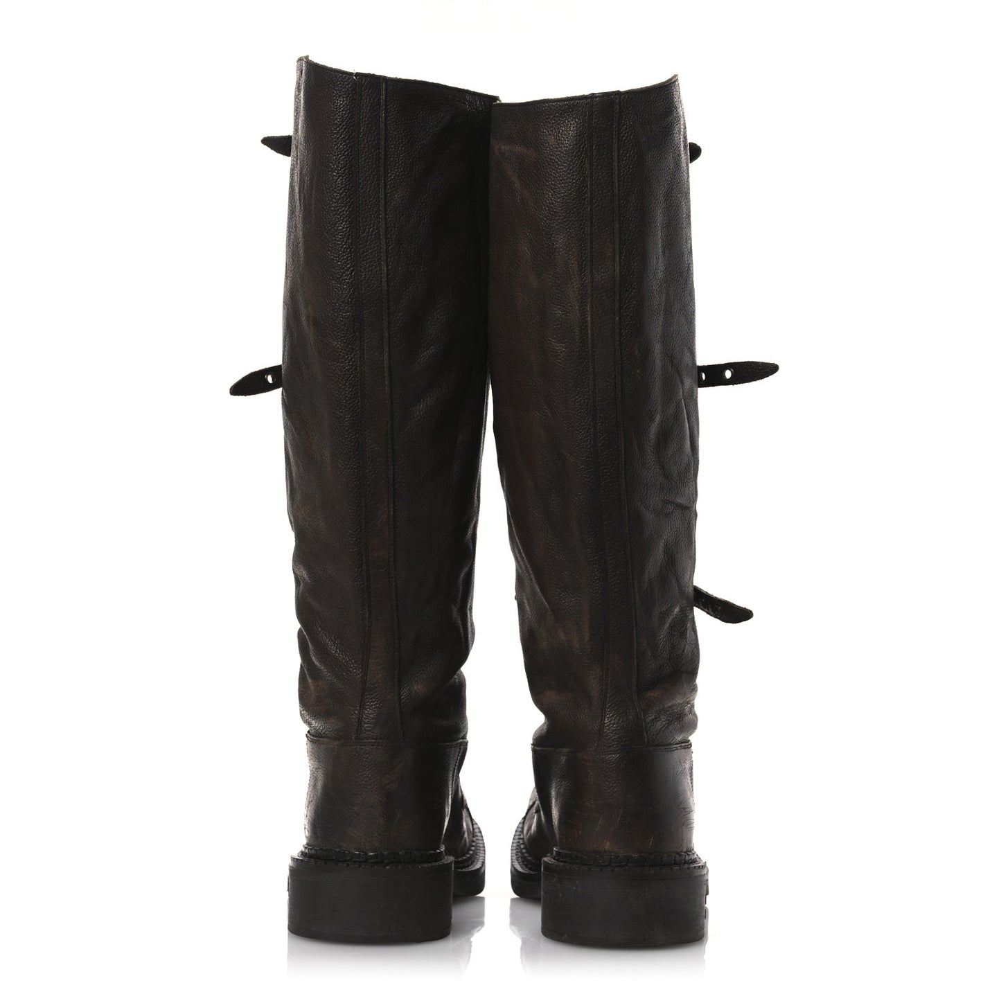 Antique Calfskin Buckle Boots 36.5 Cacao