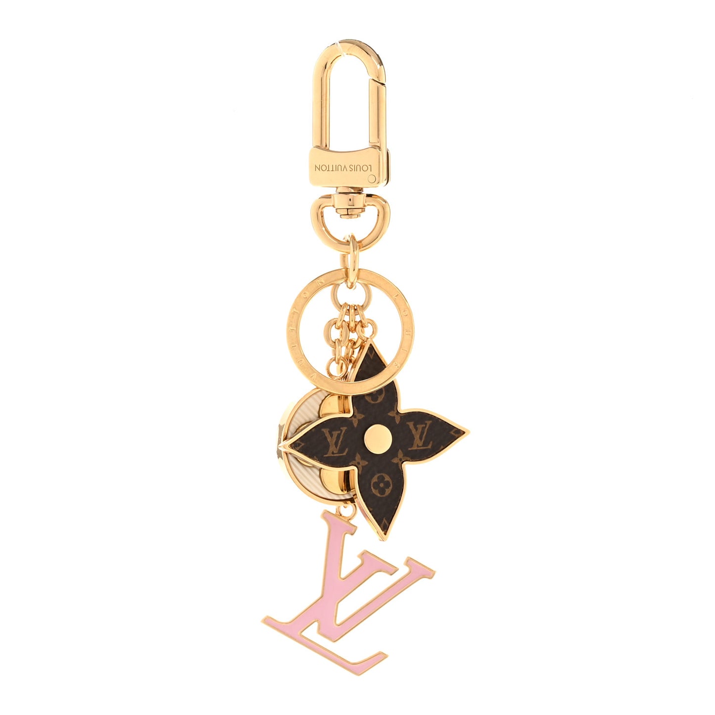 Metal Monogram Epi Spring Street Bag Charm Key Holder Gold