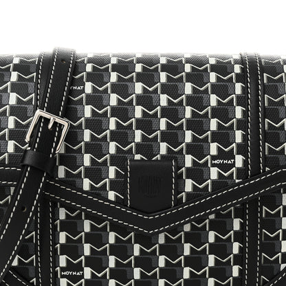 Moynat Grained Calfskin Canvas M Besace Bag Black White 8 of 11