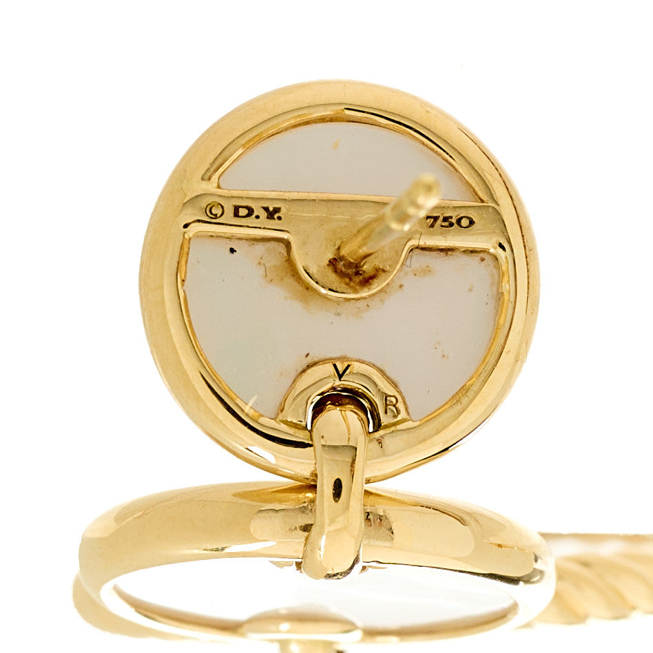 18K Yellow Gold Mother of Pearl Elements Triple Drop Earrings