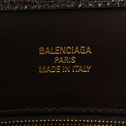 Balenciaga Shiny Calfskin Crocodile Embossed Small Rodeo Top Handle Handbag Espresso 5 of 9