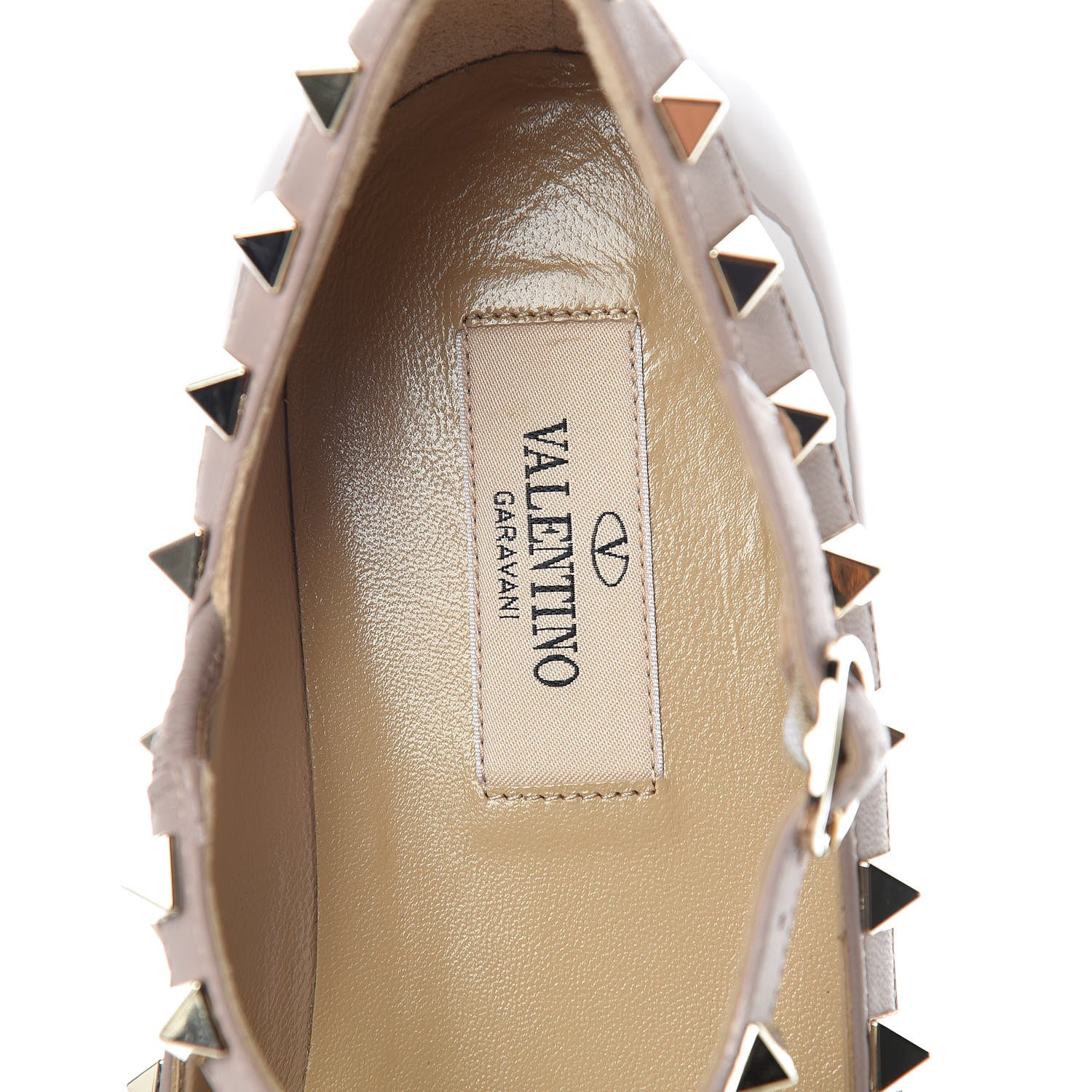 Valentino Garavani Patent Rockstud Cage Ballerina Flats 37 Poudre 5 of 8
