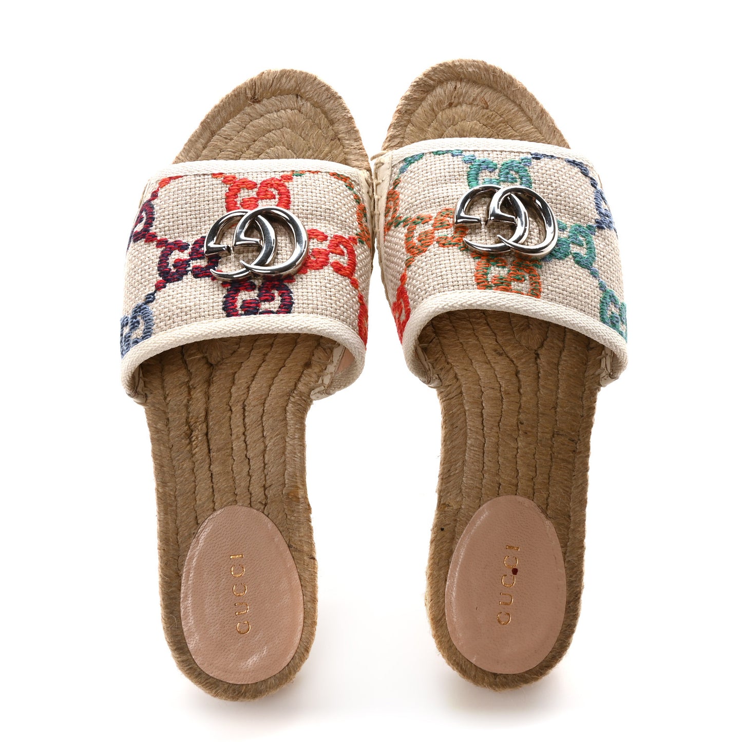 Linen Psychedelic Mini GG Espadrille Slide Sandals 37.5 Multicolor