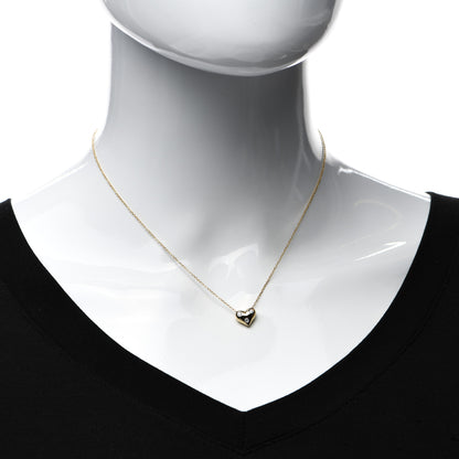 Tiffany 18K Yellow Gold Platinum Diamond Small Etoile Heart Pendant Necklace 2 of 4