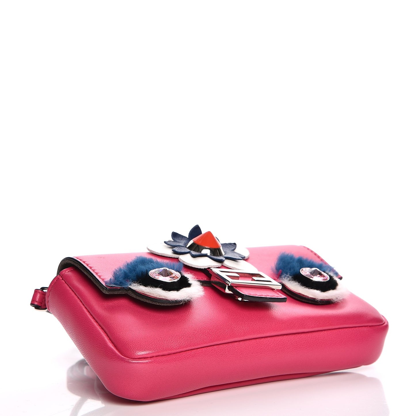 Shiny Nappa Rabbit Fur Crystal Flowerland Micro Buggie Baguette Fuxia Curacao Multicolor