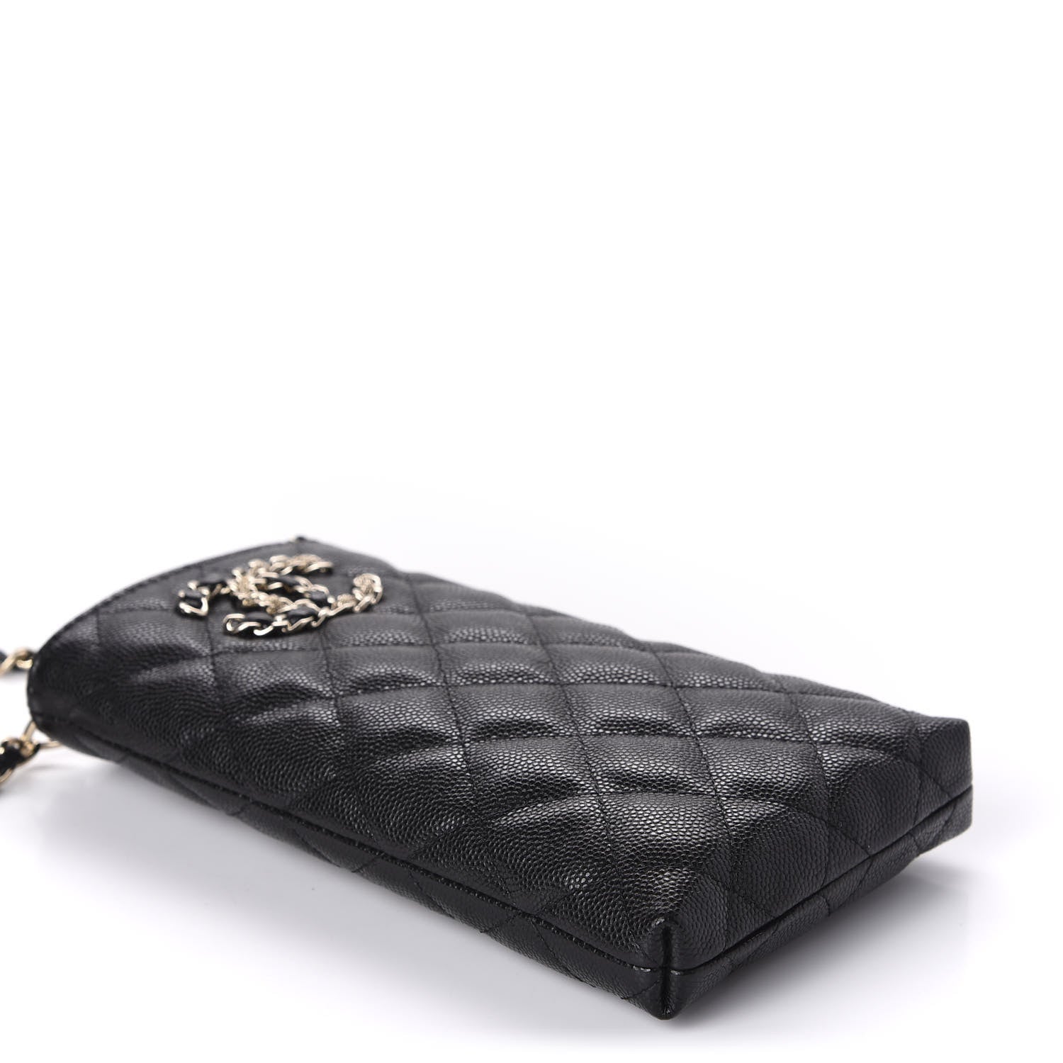 Chanel Caviar Quilted French New Wave Phone Holder With Chain Black 4 of 12