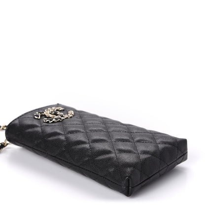 Chanel Caviar Quilted French New Wave Phone Holder With Chain Black 4 of 12