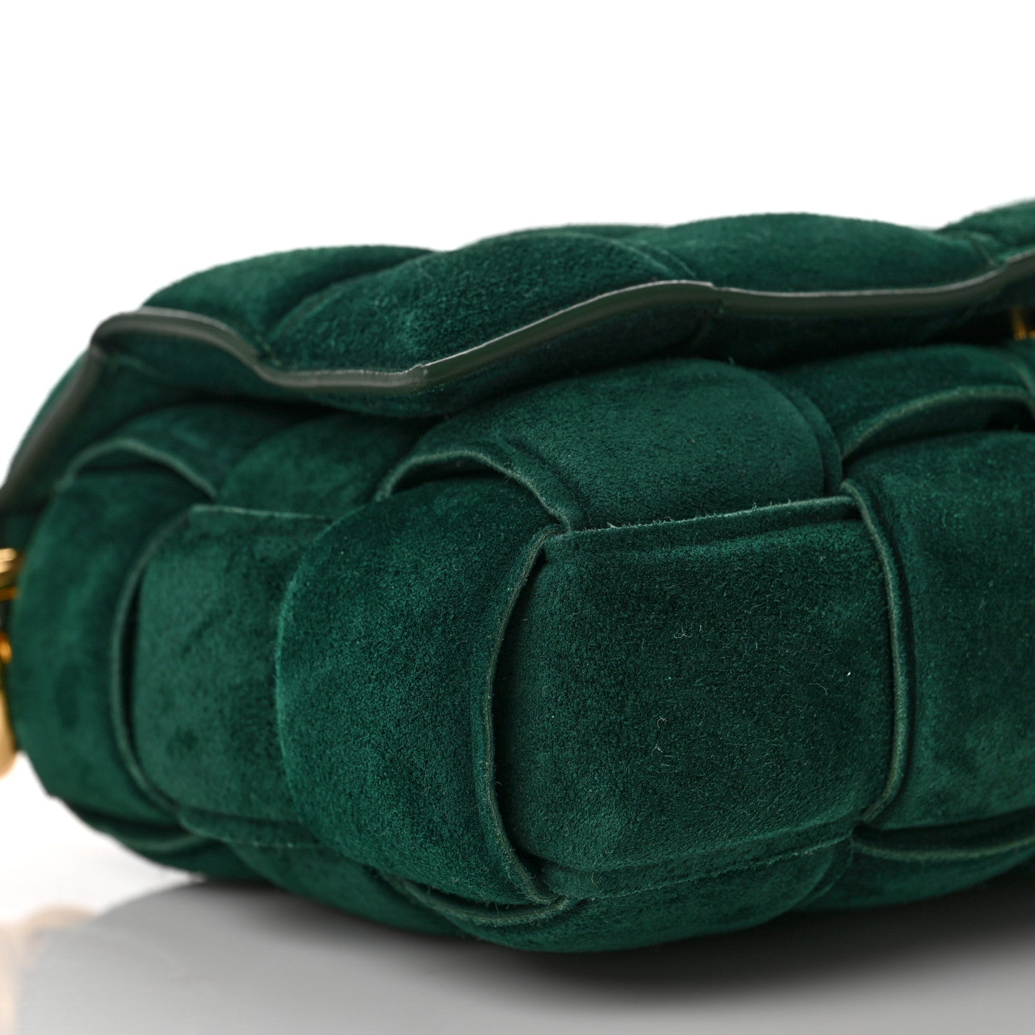 Bottega Veneta Suede Maxi Intrecciato Padded Chain Cassette Crossbody Bag Emerald Green 7 of 8