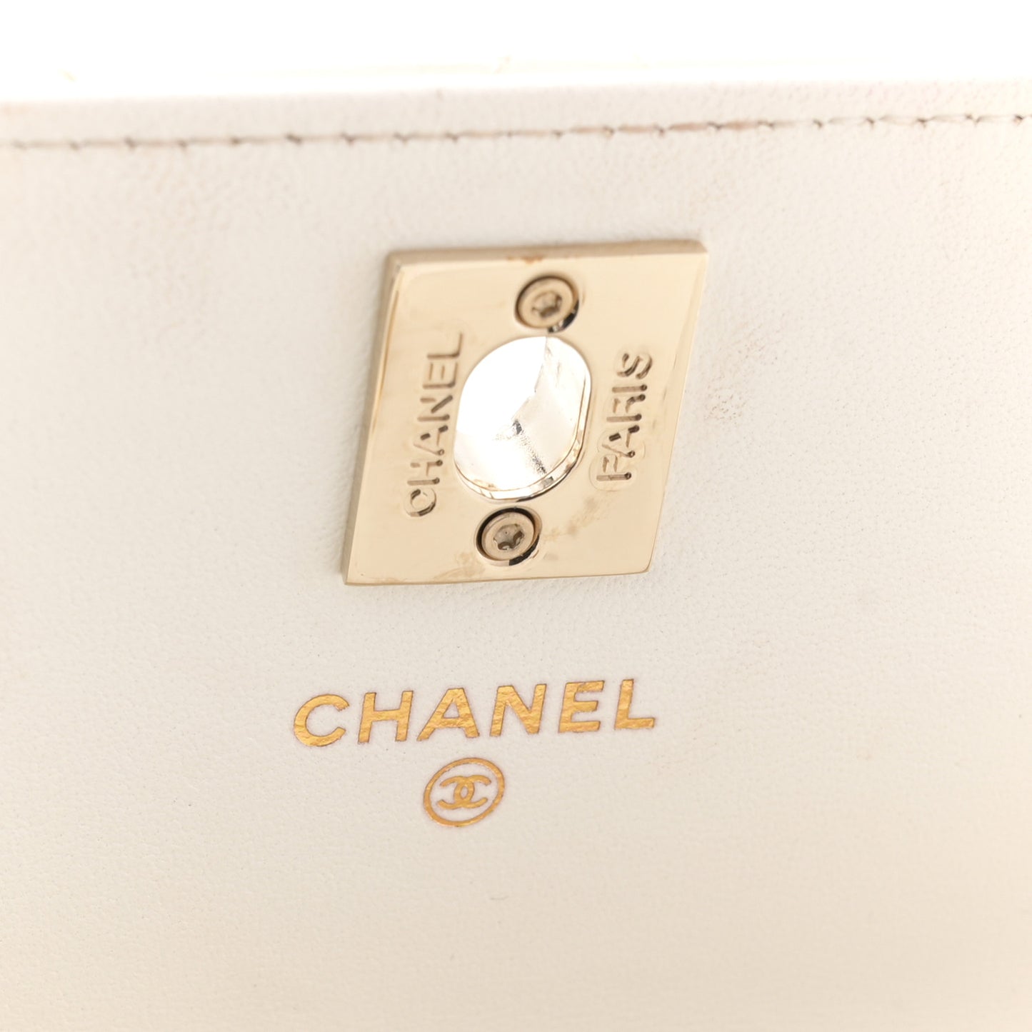 Lambskin Quilted Crystal Top Handle Rectangular Flap White