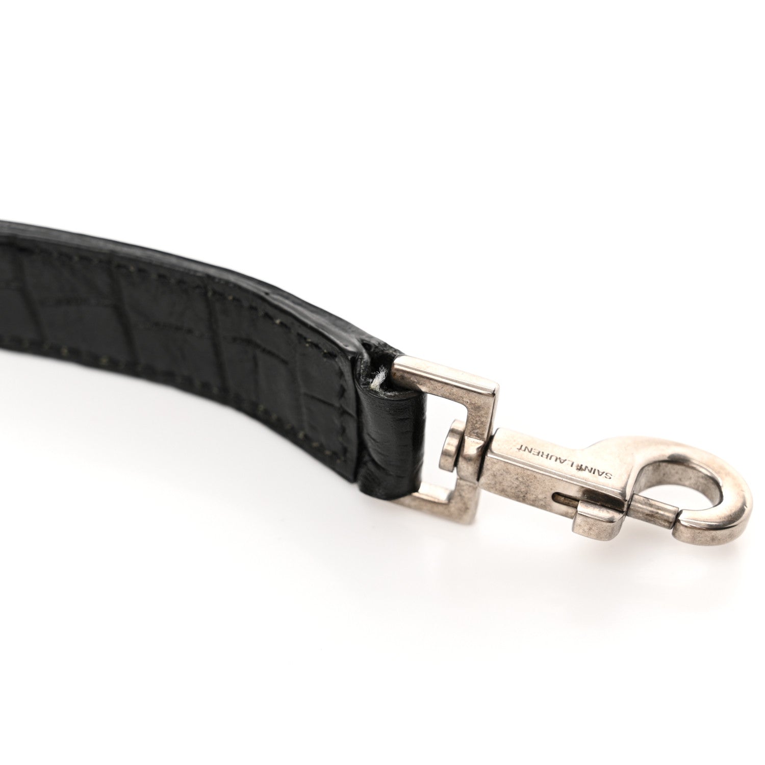 Saint Laurent Calfskin Crocodile Embossed Small Supple Sac de Jour Black 20 of 21