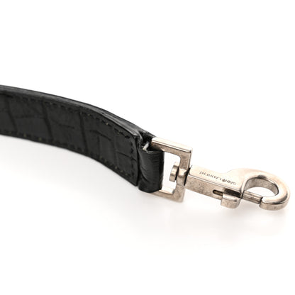 Saint Laurent Calfskin Crocodile Embossed Small Supple Sac de Jour Black 20 of 21