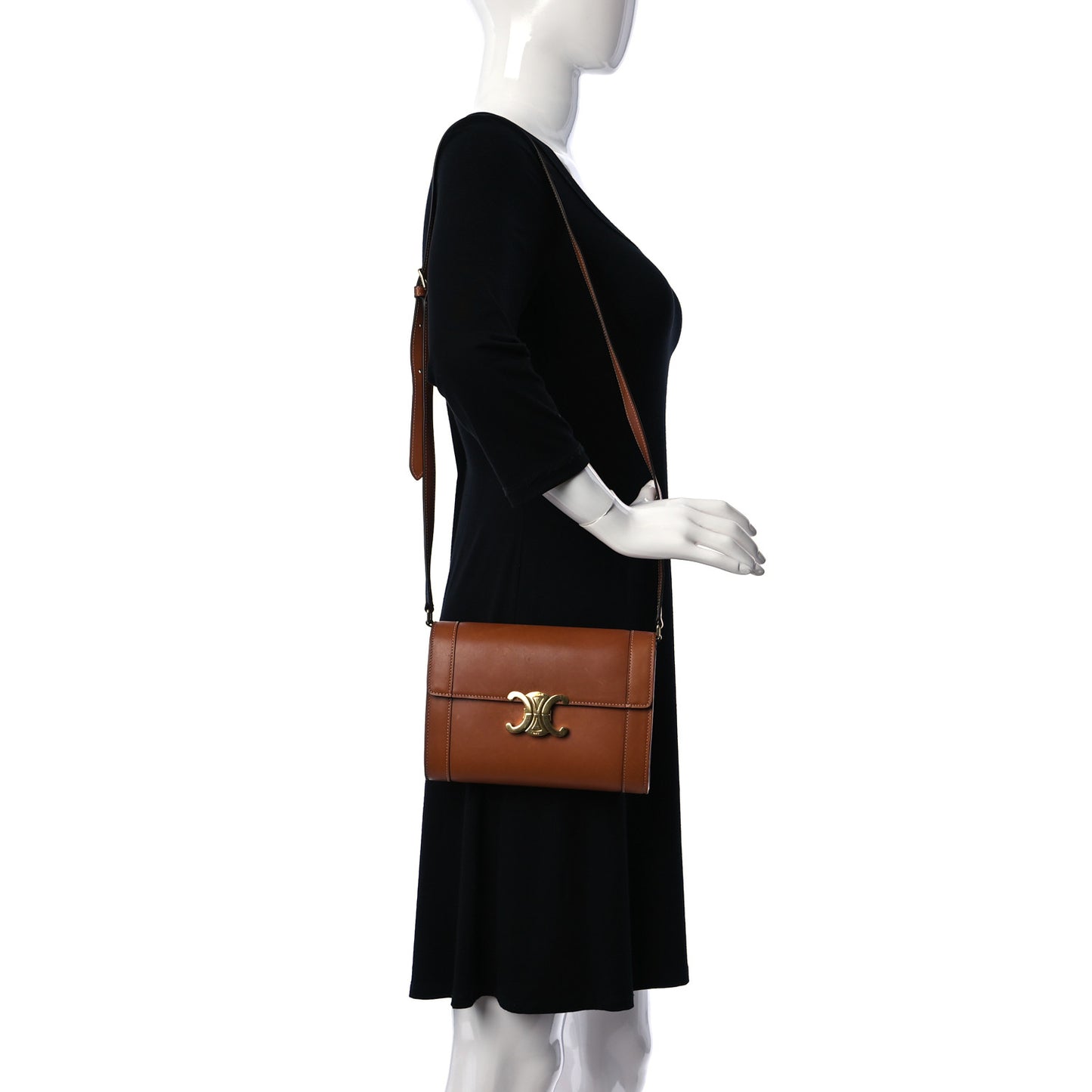 Natural Calfskin Triomphe Strap Bag Tan