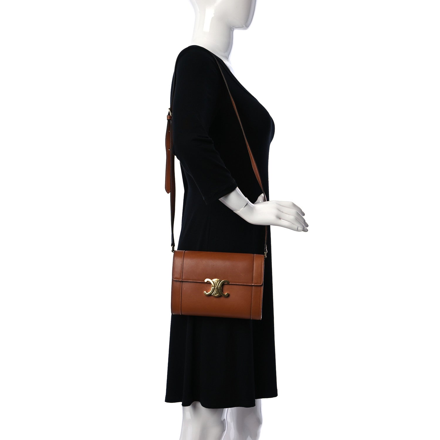 Celine Natural Calfskin Triomphe Strap Bag Tan 2 of 9