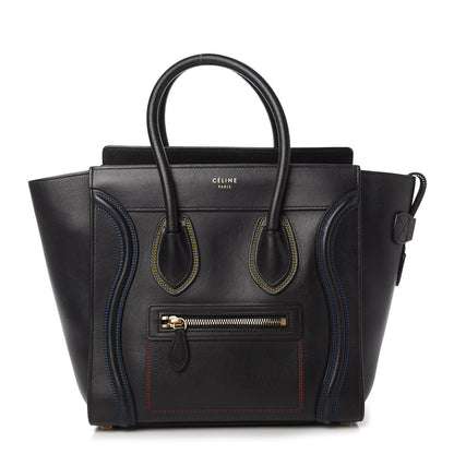 Celine Smooth Calfskin Multicolor Double Stitching Micro Luggage Black 1 of 11