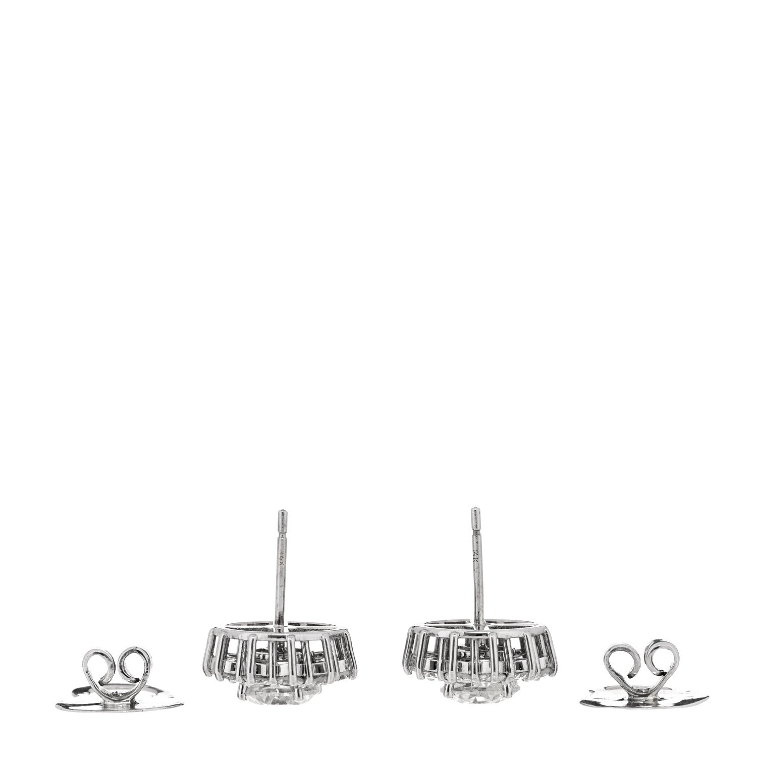 Parker & West by FASHIONPHILE 14K White Gold Diamond 3.75ctw Round Cut Halo Earrings 3 of 4