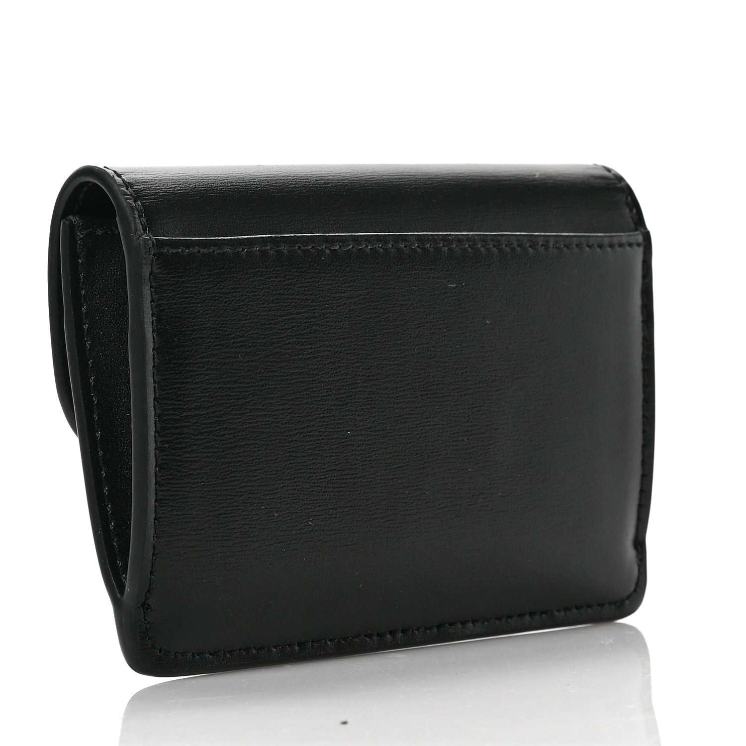 Celine Shiny Calfskin Triomphe Flap Card Holder Black 3 of 6