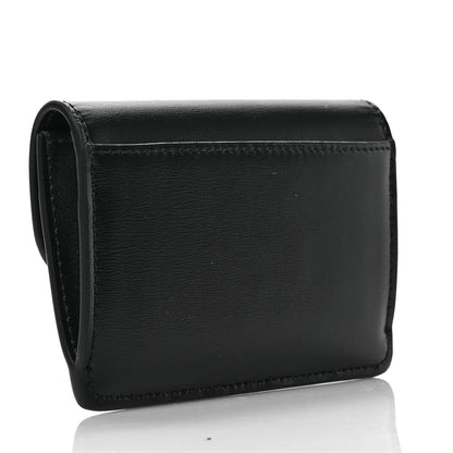Celine Shiny Calfskin Triomphe Flap Card Holder Black 3 of 6