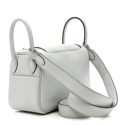 Hermes Taurillon Clemence Mini Lindy 20 Bleu Pale 3 of 10