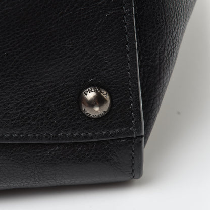 Prada Glace Calf Small Twin Pocket Tote Black 24 of 25