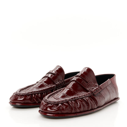 Saint Laurent Glazed Eel Chunky Le Loafer Penny Slippers 37 Burgundy 4 of 9