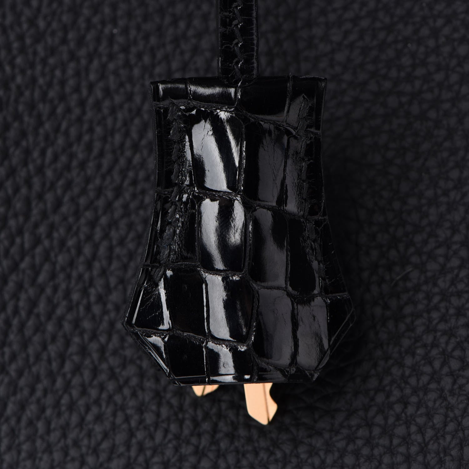Hermes Togo Shiny Niloticus Crocodile Birkin Touch 25 Black 33 of 36
