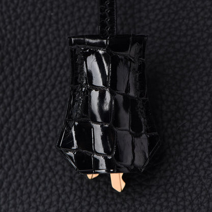Hermes Togo Shiny Niloticus Crocodile Birkin Touch 25 Black 33 of 36