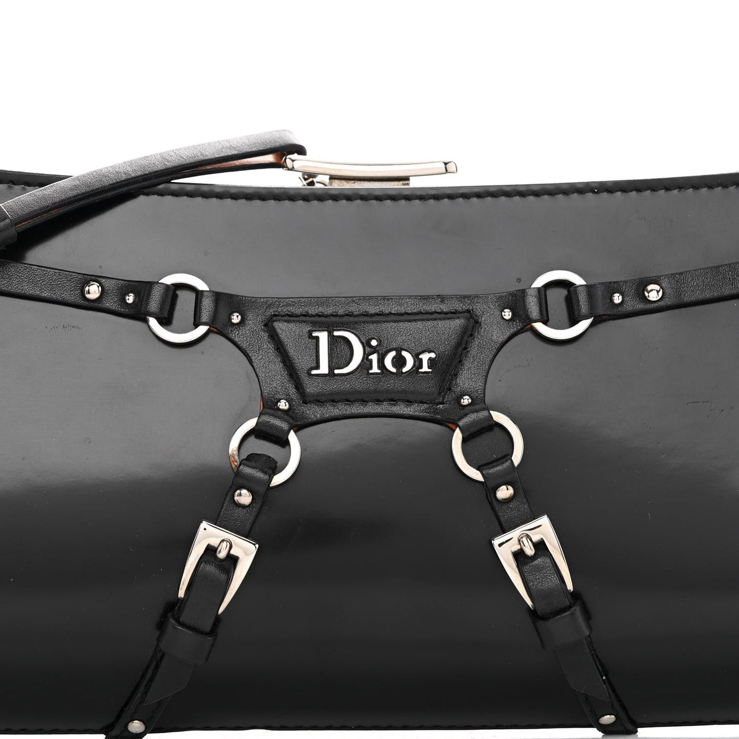 Glazed Calfskin Bondage Clutch Black