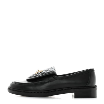 Chanel Lambskin Quilted CC Turnlock Loafers 39.5 Black 1 of 9