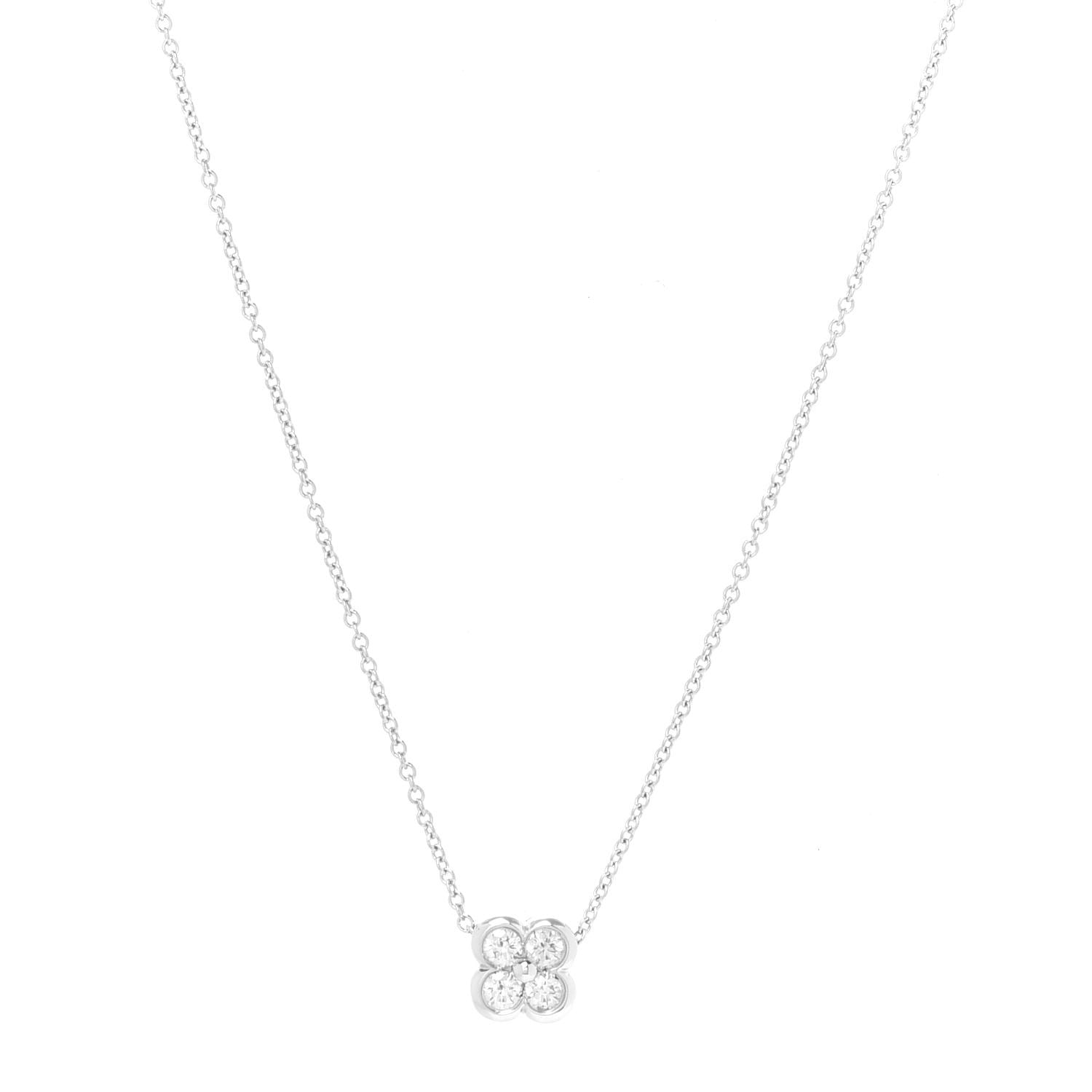 Tiffany Platinum Diamond .18ctw Flower Pendant Necklace 1 of 5