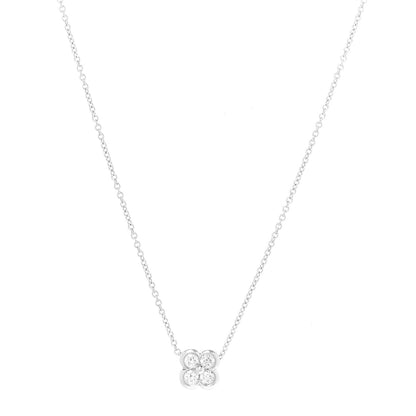 Tiffany Platinum Diamond .18ctw Flower Pendant Necklace 1 of 5