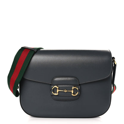 Gucci Azalea Calfskin Web Horsebit 1955 Shoulder Bag Graphite Grey 1 of 9