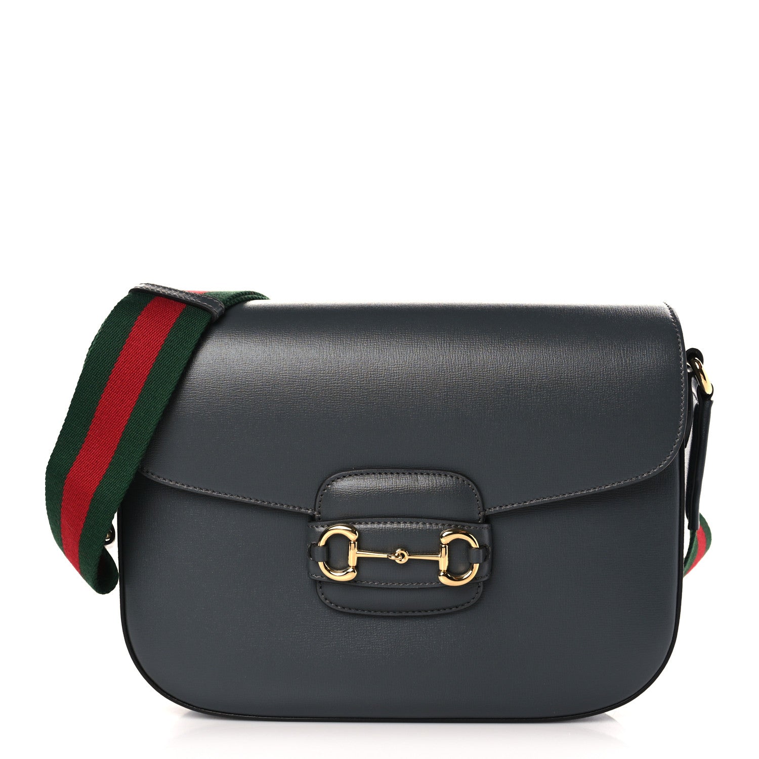 Gucci Azalea Calfskin Web Horsebit 1955 Shoulder Bag Graphite Grey 1 of 9