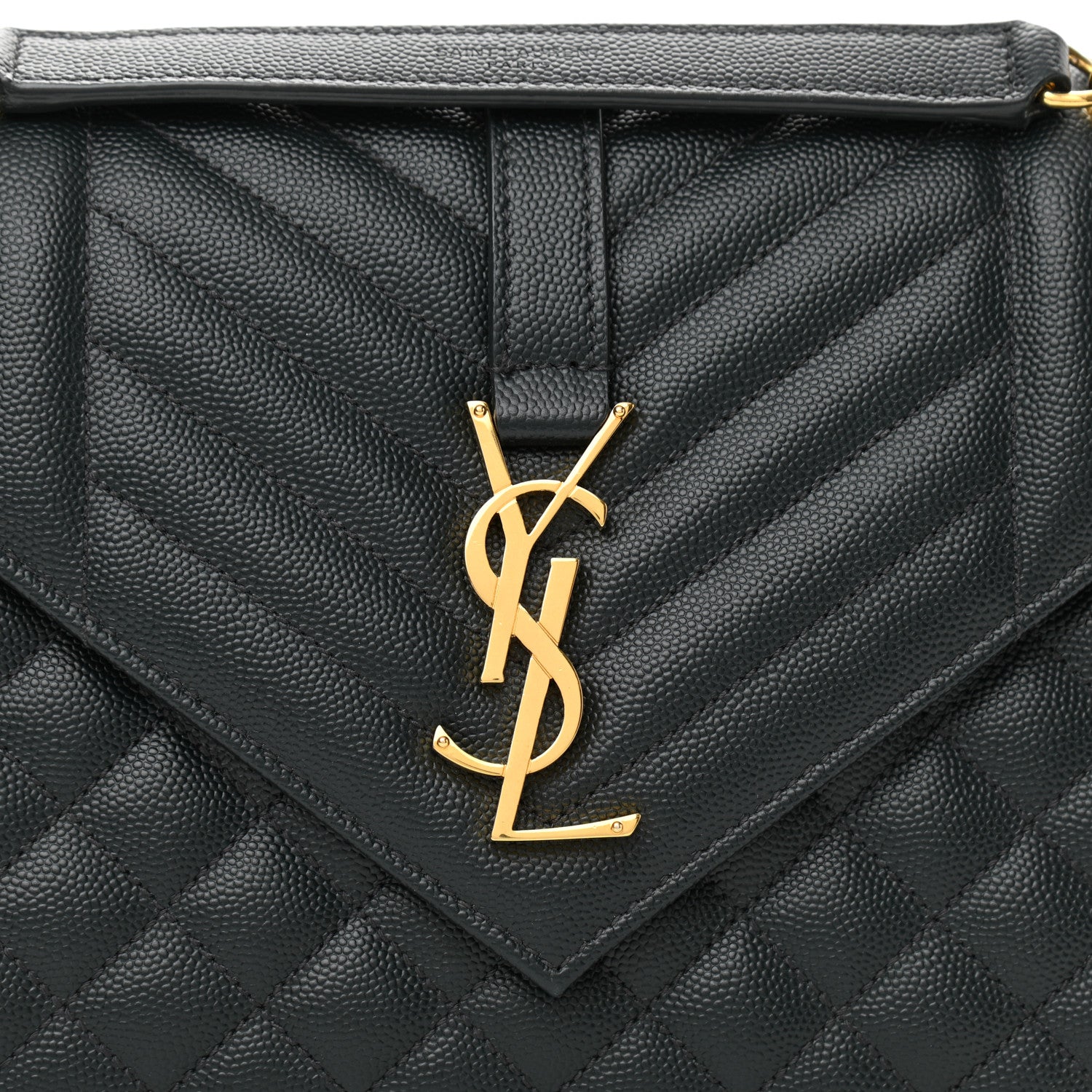 Saint Laurent Grain De Poudre Textured Mixed Matelasse Triquilt Medium Monogram Satchel Dark Tea 8 of 10