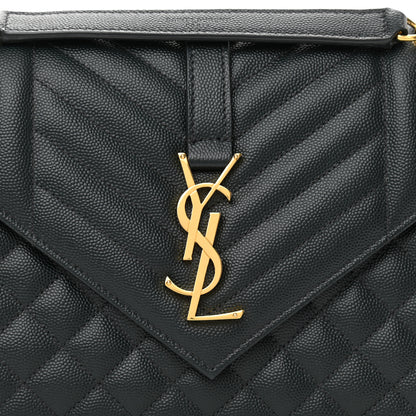 Saint Laurent Grain De Poudre Textured Mixed Matelasse Triquilt Medium Monogram Satchel Dark Tea 8 of 10