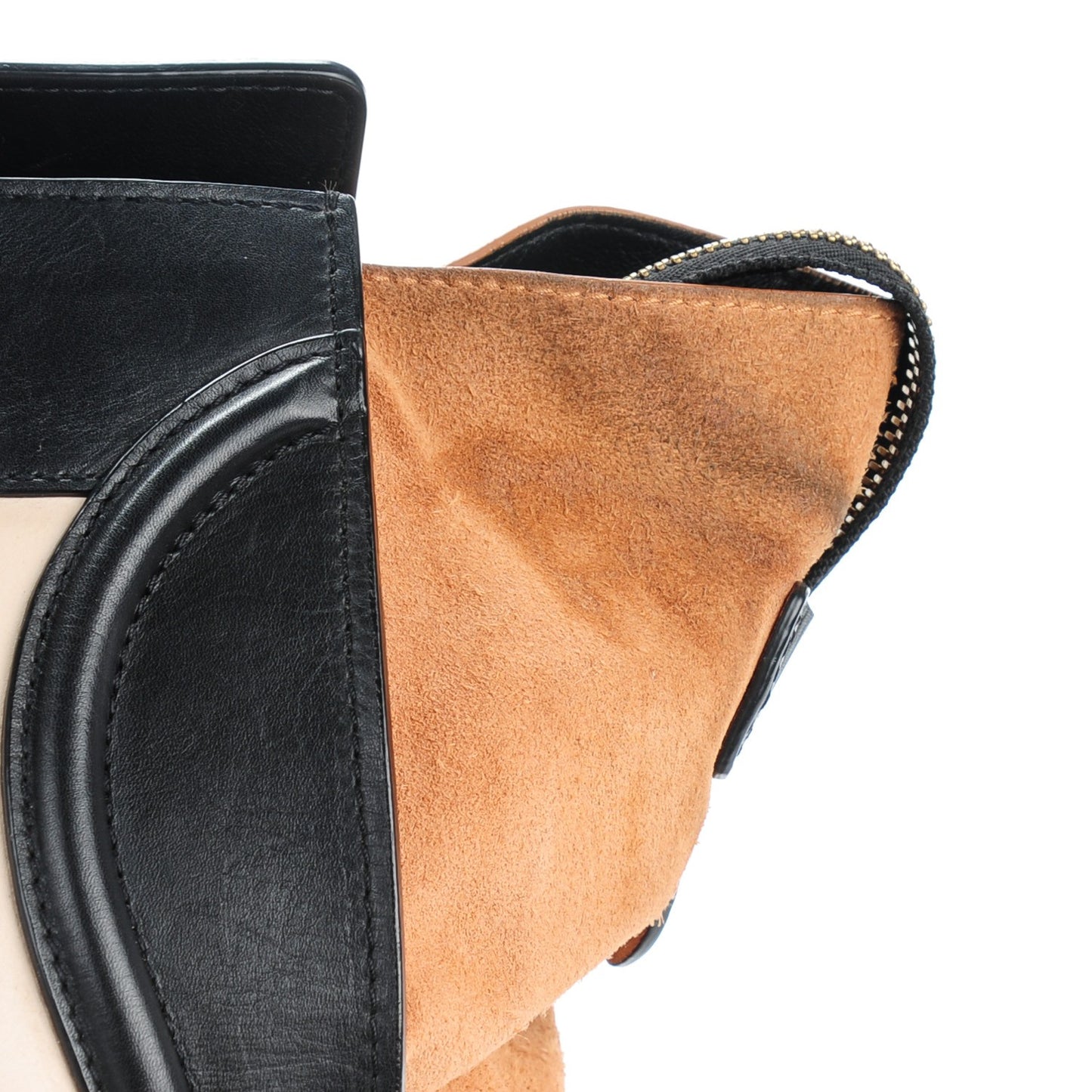 Satin Calfskin Suede Mini Tri-Color Luggage Seashell