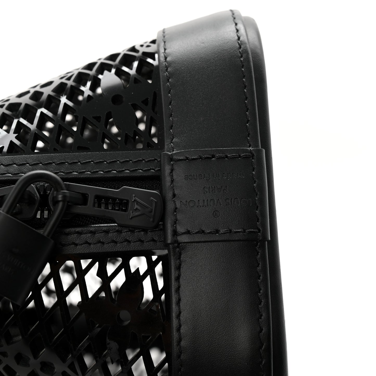 Patent Calfskin Laced Monogram Alma PM Black