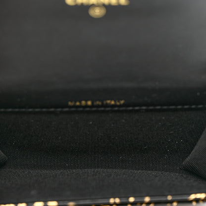 Chanel Calfskin Crocodile Embossed Graffiti 2.55 Cocodile Reissue Flap Card Holder Black Gold 5 of 8