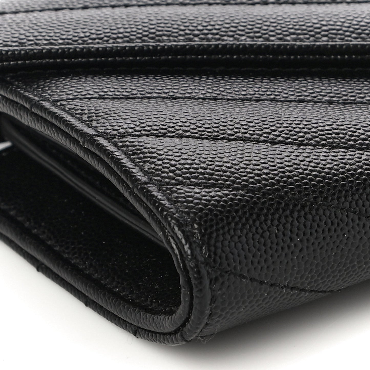 Grain De Poudre Matelasse Chevron Monogram Flap Wallet Black