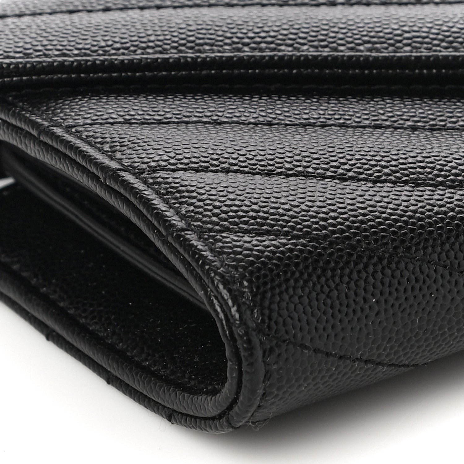 Saint Laurent Grain De Poudre Matelasse Chevron Monogram Flap Wallet Black 8 of 9