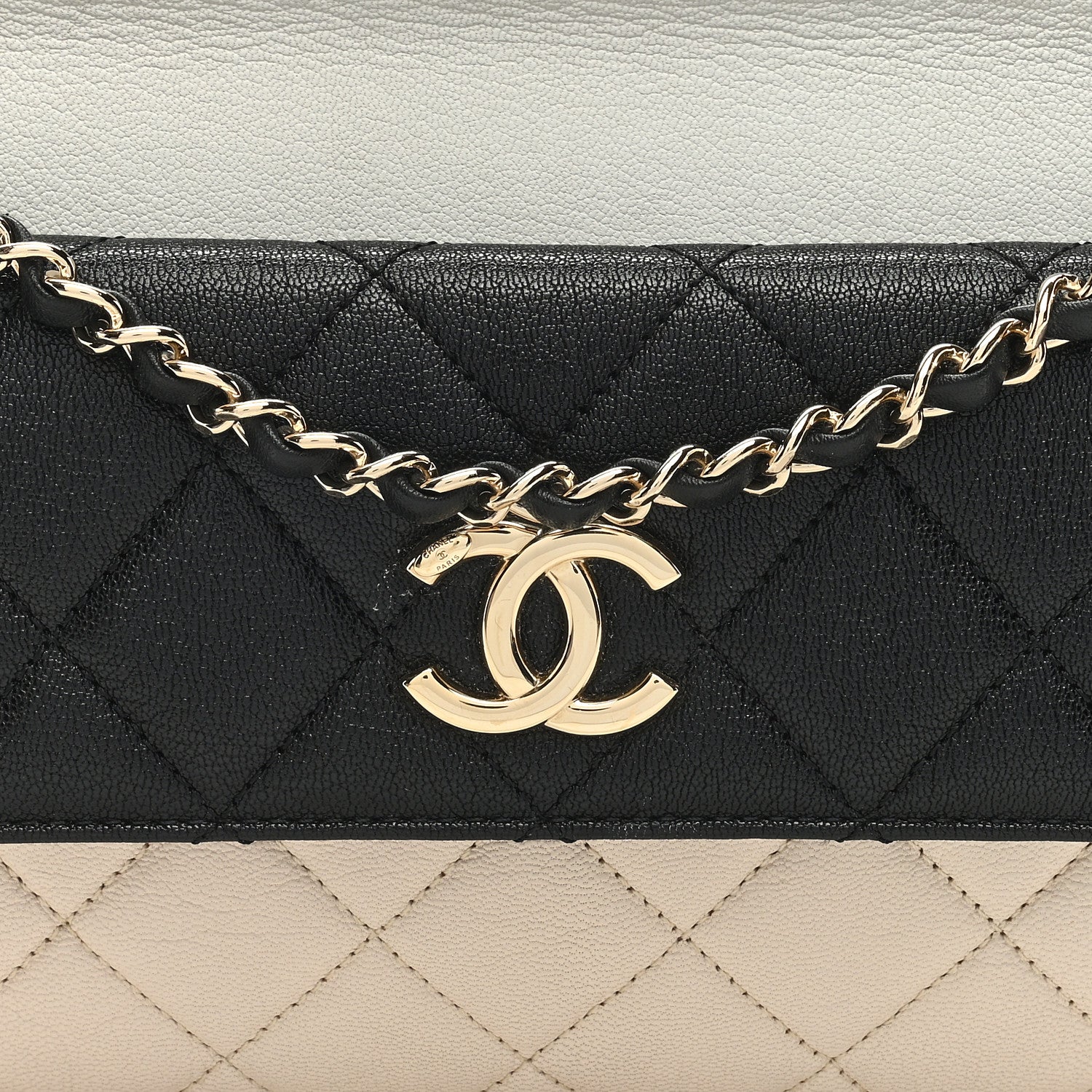 Chanel Goatskin Quilted Tri-Color Medium In & Out Camera Case Beige White Black 9 of 12